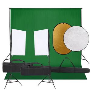 vidaXL Kit de studio photo avec éclairage toile de fond et réflecteur