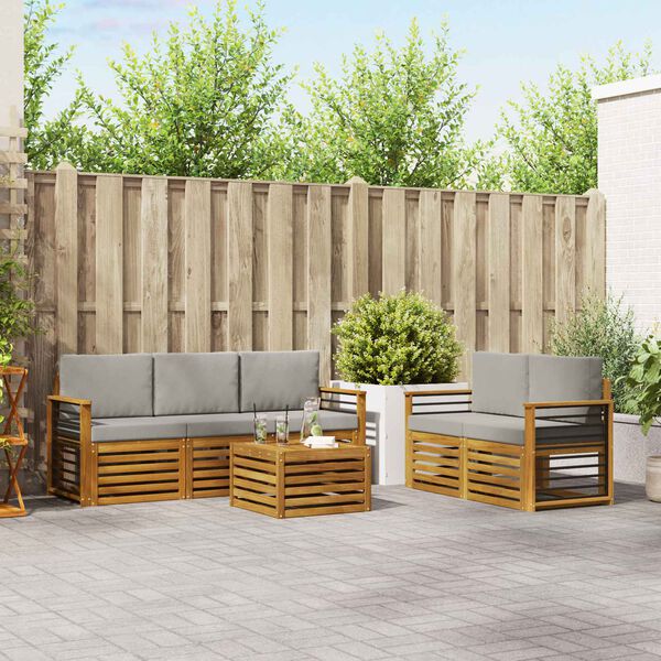 vidaXL Ensembles de canap&eacute;s avec coussin 6 pcs Gris Naturel et Clair