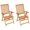 vidaXL Chaises de jardin lot de 2 et coussins taupe Bois teck massif