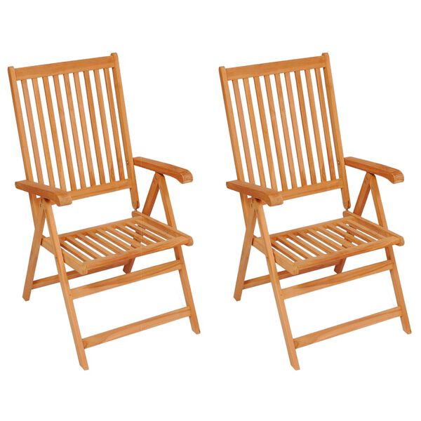 vidaXL Chaises de jardin lot de 2 et coussins taupe Bois teck massif