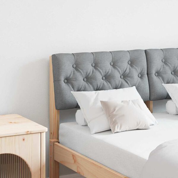 vidaXL T&ecirc;te de lit capitonn&eacute;e Gris clair 120 cm Pin massif