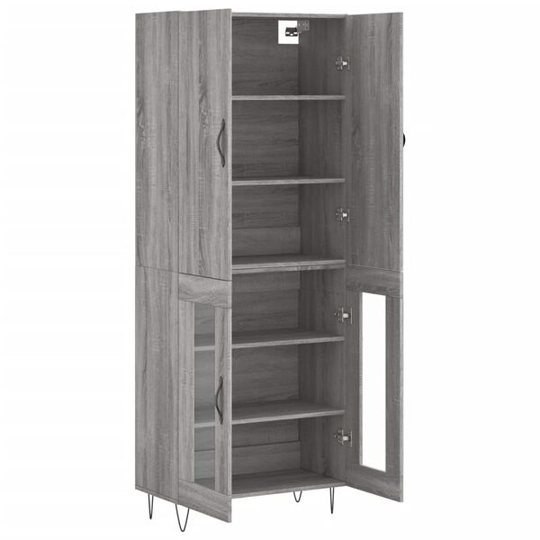 vidaXL Buffet haut Sonoma gris 69,5x34x180 cm Bois d'ing&eacute;nierie