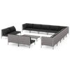 vidaXL Salon de jardin 14 pcs avec coussins R&eacute;sine tress&eacute;e Gris fonc&eacute;