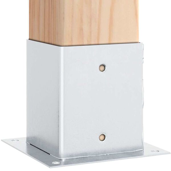 vidaXL Bases de poteau carrées 4 pcs argent 121x121 mm acier galvanisé