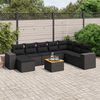 vidaXL Salon de jardin 9 pcs avec coussins noir r&eacute;sine tress&eacute;e