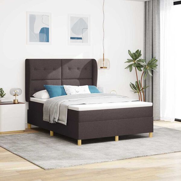 vidaXL Lit &agrave; ressorts avec matelas gris fonc&eacute; 90x190 cm Marron fonc&eacute;
