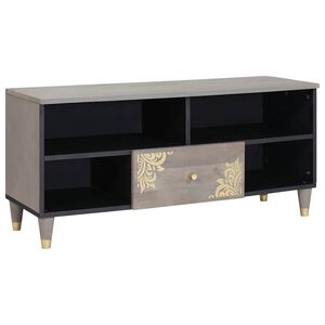 vidaXL Meuble TV Gris 100 x 33 x 46 cm Bois de mangue massif