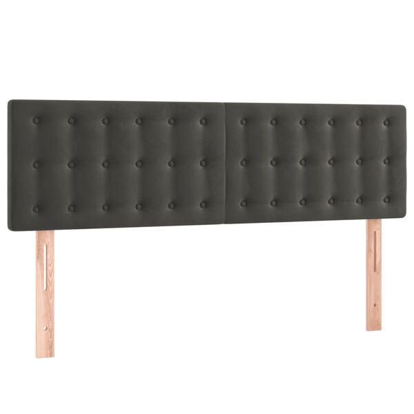 vidaXL T&ecirc;te de lit &agrave; LED Gris fonc&eacute; 144x5x78/88 cm Velours