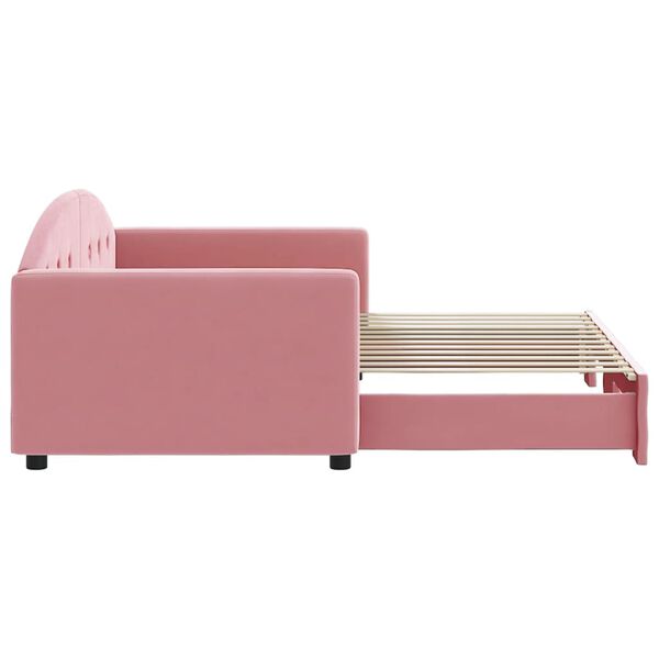 vidaXL Lit de jour avec gigogne sans matelas rose 90x200 cm