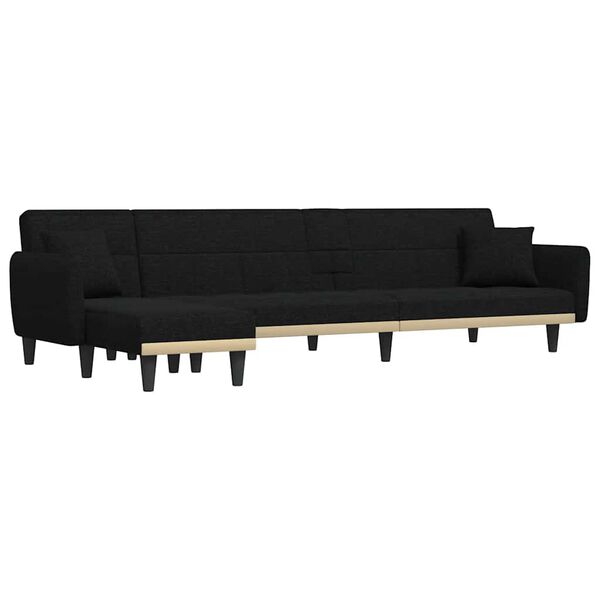 vidaXL Canap&eacute;-lit en forme de L noir 275x140x70 cm tissu