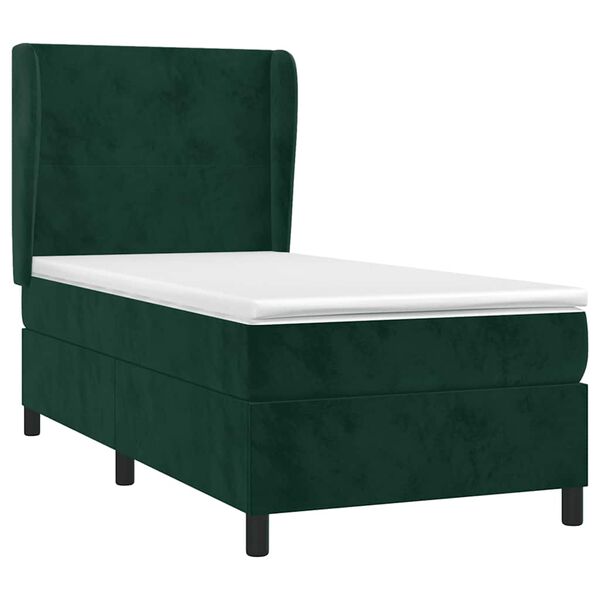 vidaXL Sommier &agrave; lattes de lit avec matelas Vert fonc&eacute; 90x200 cm