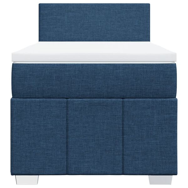 vidaXL Sommier &agrave; lattes de lit avec matelas Bleu 100x200 cm Tissu