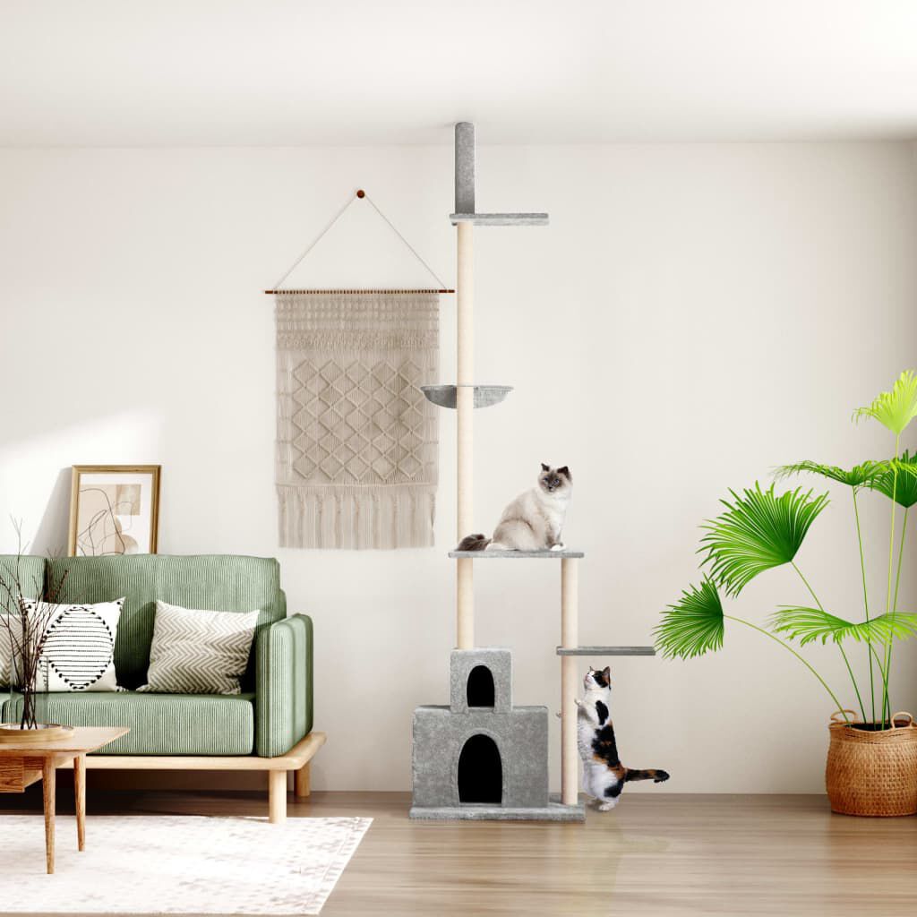 vidaXL Arbre à chat du sol au plafond Gris clair 250,5-276,5 cm