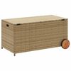 vidaXL Boîte de rangement de jardin et roues mélange beige 190L rotin