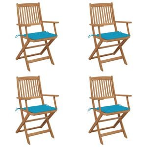 vidaXL Chaises pliables de jardin lot de 4 avec coussins Bois d'acacia