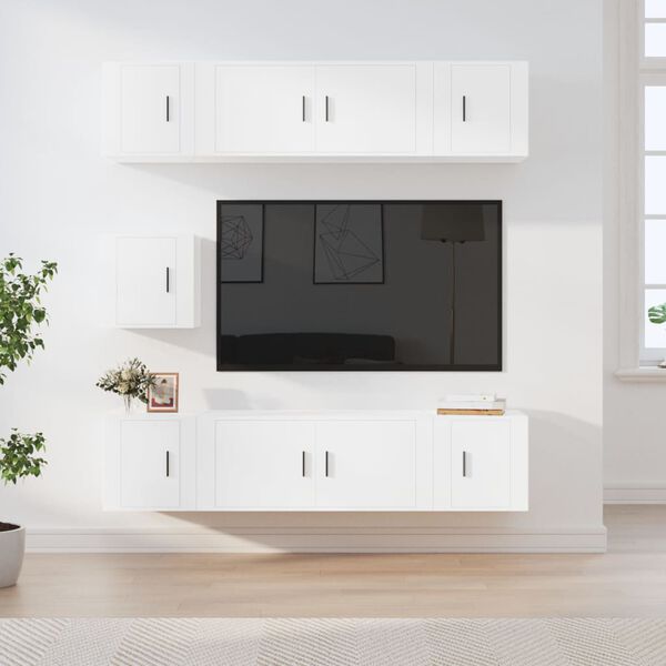 vidaXL Ensemble de meubles TV 7 pcs Blanc Bois d'ing&eacute;nierie