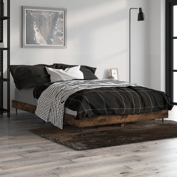 vidaXL Cadre de lit sans matelas chêne fumé 120x190 cm bois ingénierie