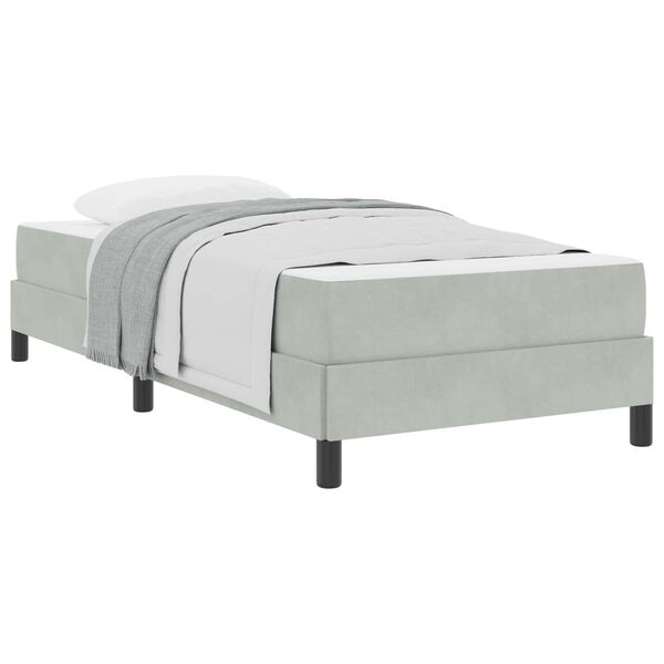 vidaXL Lit &agrave; ressorts avec matelas Gris clair 80 x 210 cm tissu
