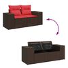 vidaXL Salon de jardin avec coussins 5pcs marron r&eacute;sine tress&eacute;e acacia