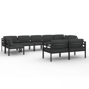vidaXL Salon de jardin 9 pcs avec coussins Aluminium Anthracite