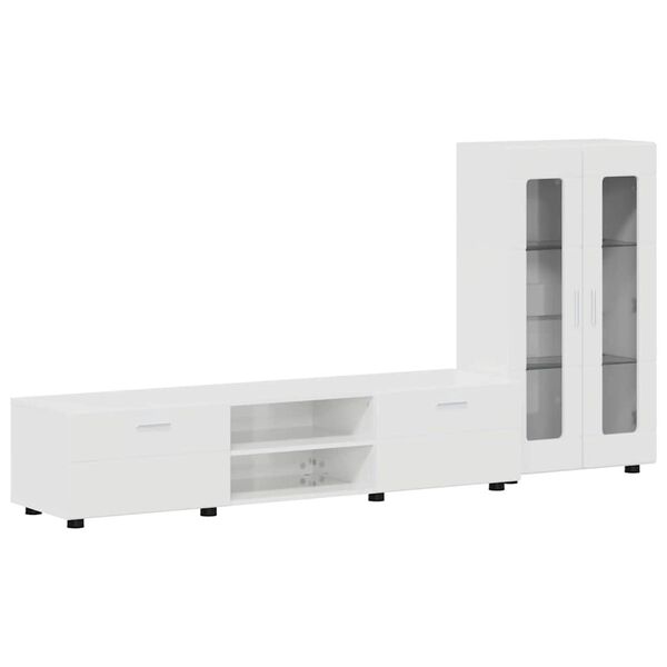 vidaXL Ensemble meuble TV FLORIN Blanc brillant Bois d'ing&eacute;nierie