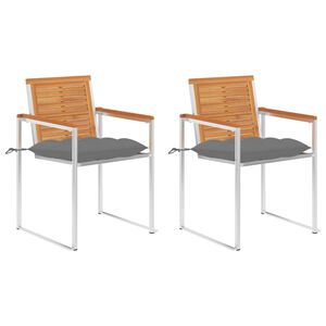 vidaXL Chaises de jardin avec coussins lot de 2 Acacia solide et acier