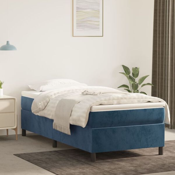 vidaXL Cadre de lit bleu fonc&eacute; 90x190 cm velours