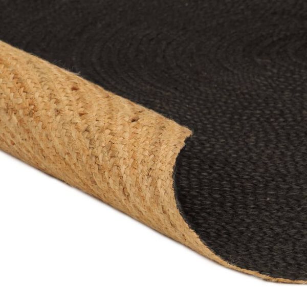 vidaXL Tapis tress&eacute; r&eacute;versible Anthracite et naturel 150 cm Jute Rond