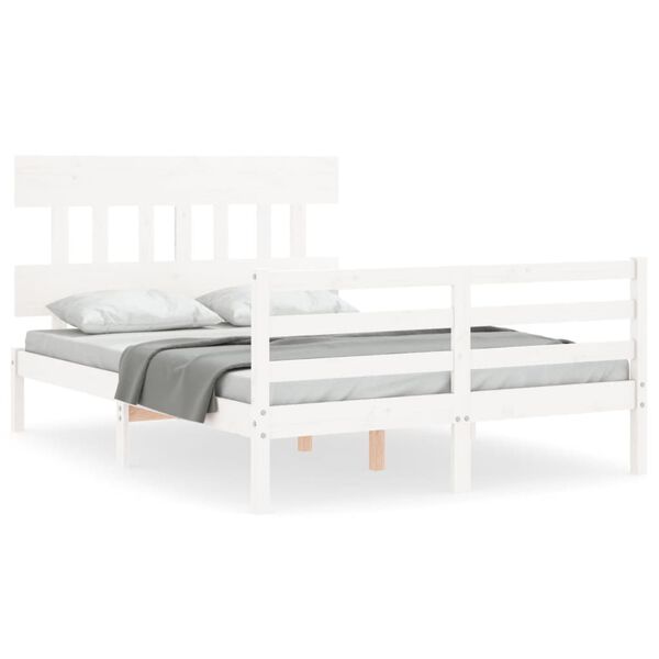 vidaXL Cadre de lit sans matelas blanc 140x190 cm bois massif