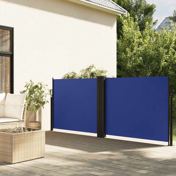 vidaXL Auvent lat&eacute;ral r&eacute;tractable bleu 120x1200 cm