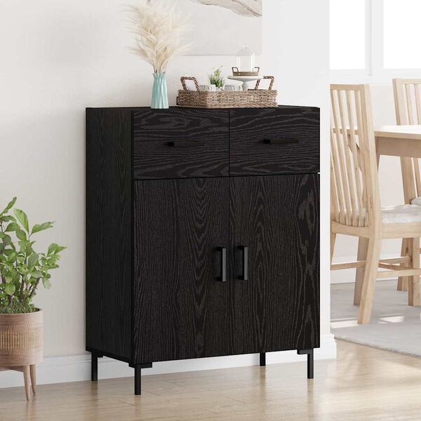 vidaXL Buffet Ch&ecirc;ne noir 69,5 x 34 x 90 cm Bois d'ing&eacute;nierie