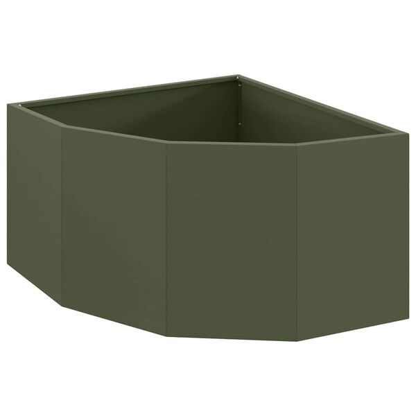 vidaXL Jardinière d'Angle Vert olive 60 x 60 x 35 cm Acier