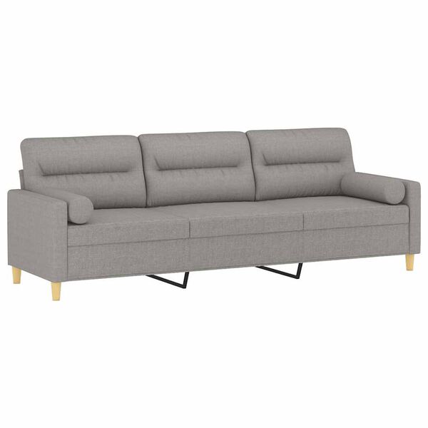 vidaXL Canap&eacute; 3 places et oreillers et coussins Gris clair 210cm Tissu