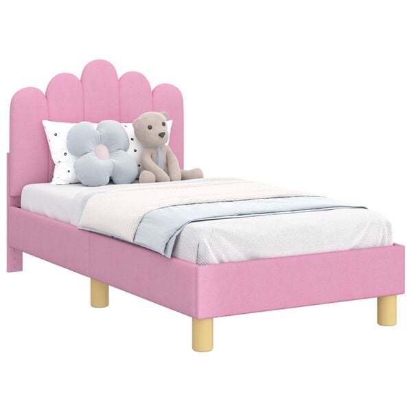 vidaXL Cadre de lit pour tout-petit avec t&ecirc;te de lit Rose 70 x 140 cm