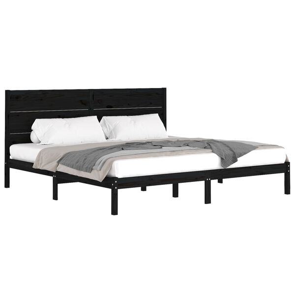vidaXL Cadre de lit sans matelas noir 200x200 cm bois massif de pin