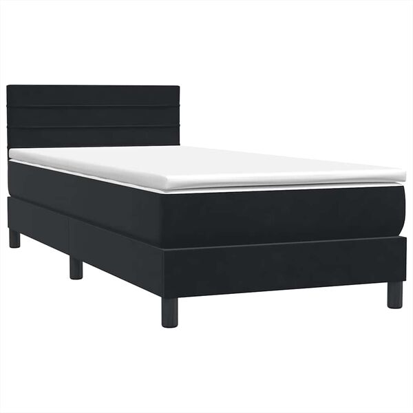 vidaXL Sommier &agrave; lattes de lit avec matelas noir 100x220 cm velours