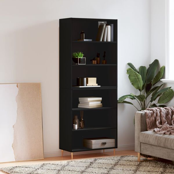 vidaXL Buffet noir 69,5x32,5x180 cm bois d'ing&eacute;nierie
