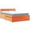 vidaXL Lit avec tiroirs/matelas cire marron 140x190 cm bois massif pin