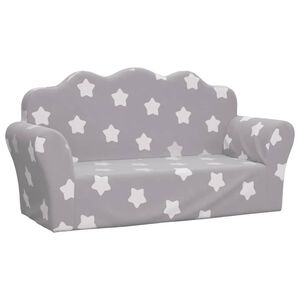 vidaXL Canap&eacute; enfants 2 places gris clair avec &eacute;toiles peluche douce