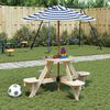 vidaXL Table de pique-nique pour 4 enfants avec parasol rond sapin