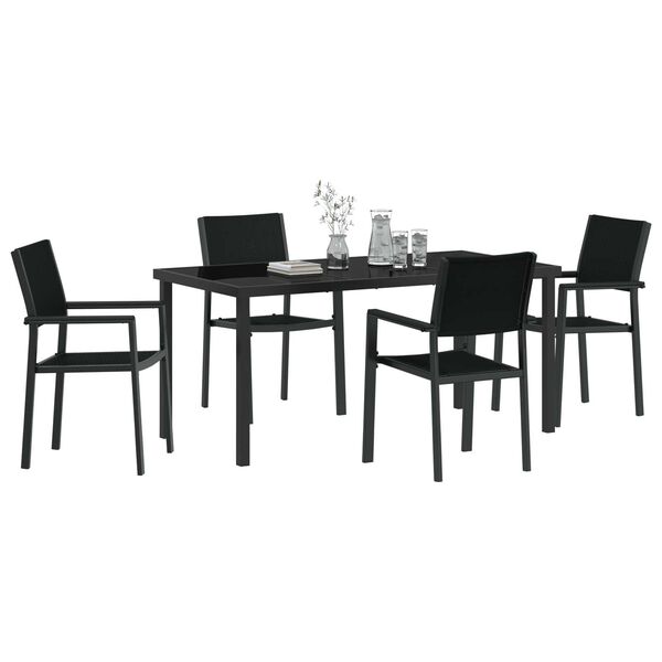 vidaXL Ensemble de salle &agrave; manger pour jardin 5 pcs Noir