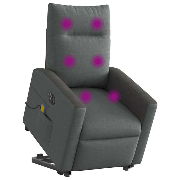 vidaXL Fauteuil inclinable de massage &eacute;lectrique Gris fonc&eacute; Tissu