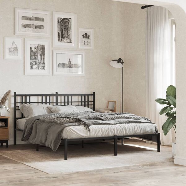 vidaXL Tête de lit métal noir 160 cm