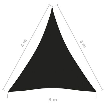 vidaXL Voile de parasol tissu oxford triangulaire 3x4x4 m noir