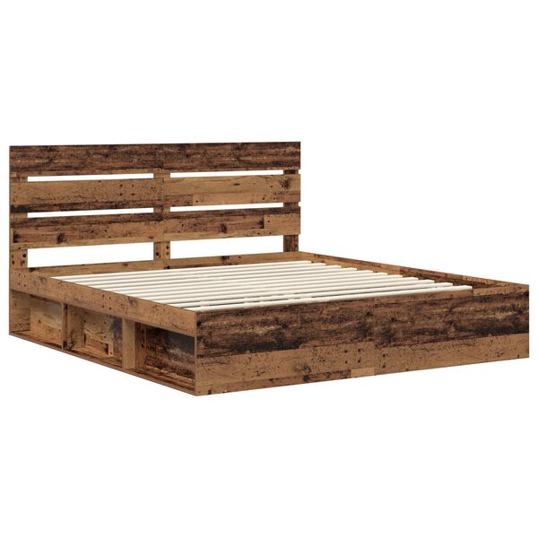vidaXL Cadre de lit Bois ancien 200 x 200 cm Bois de pin massif