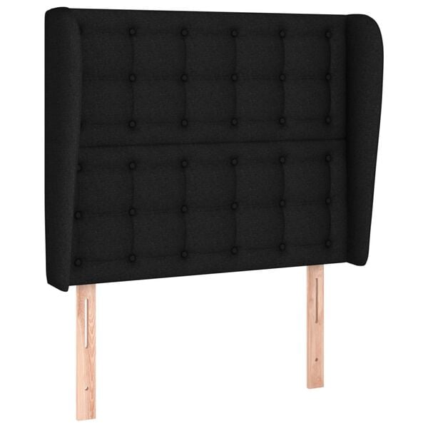 vidaXL T&ecirc;te de lit avec oreilles Noir 83x23x118/128 cm Tissu