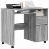 vidaXL Bureau avec roulettes Gris 91 x 50 x 77 cm Bois d'ing&eacute;nierie