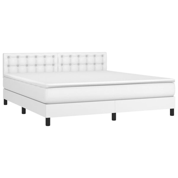 vidaXL Sommier &agrave; lattes de lit avec matelas et LED Blanc 180x200 cm
