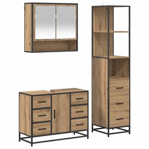vidaXL Ensemble de mobilier de salle de bain 3 pc Ch&ecirc;ne artisanal