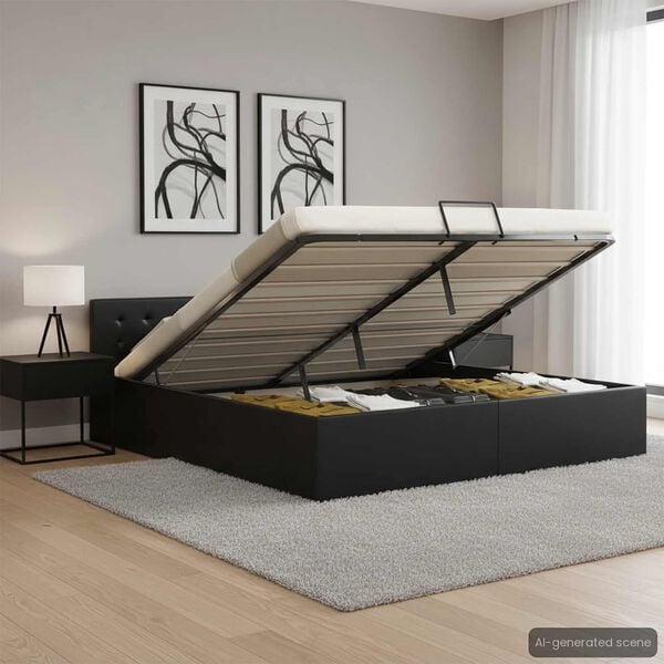 vidaXL Cadre de lit avec rangement hydraulique Similicuir 180x200 cm